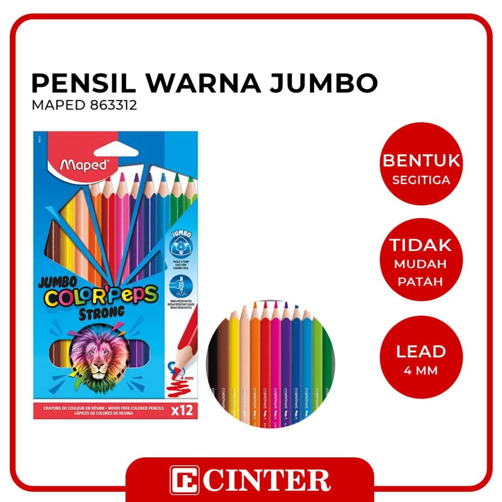 

MAPED - [FREE GIFT] COLOR PEPS STRONG / PENSIL WARNA JUMBO 12 WARNA 863312