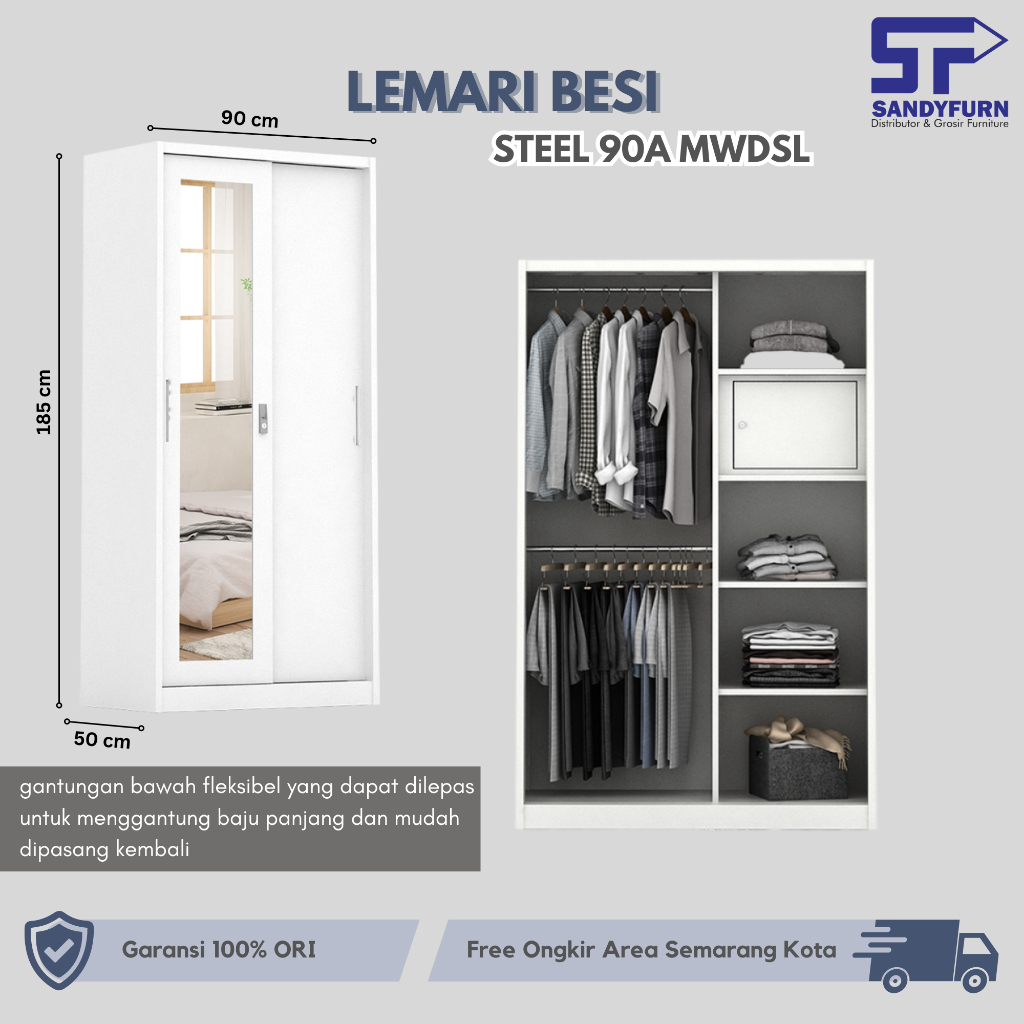 LEMARI BESI - Lemari Pakaian Besi Sliding / Pintu Geser - STEEL