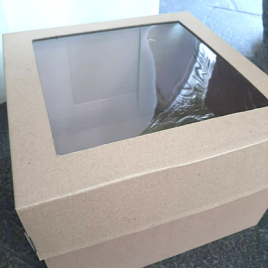 

(10pcs) dus box cake bahan corugated box kemasan makanan ukuran 25x25x18cm