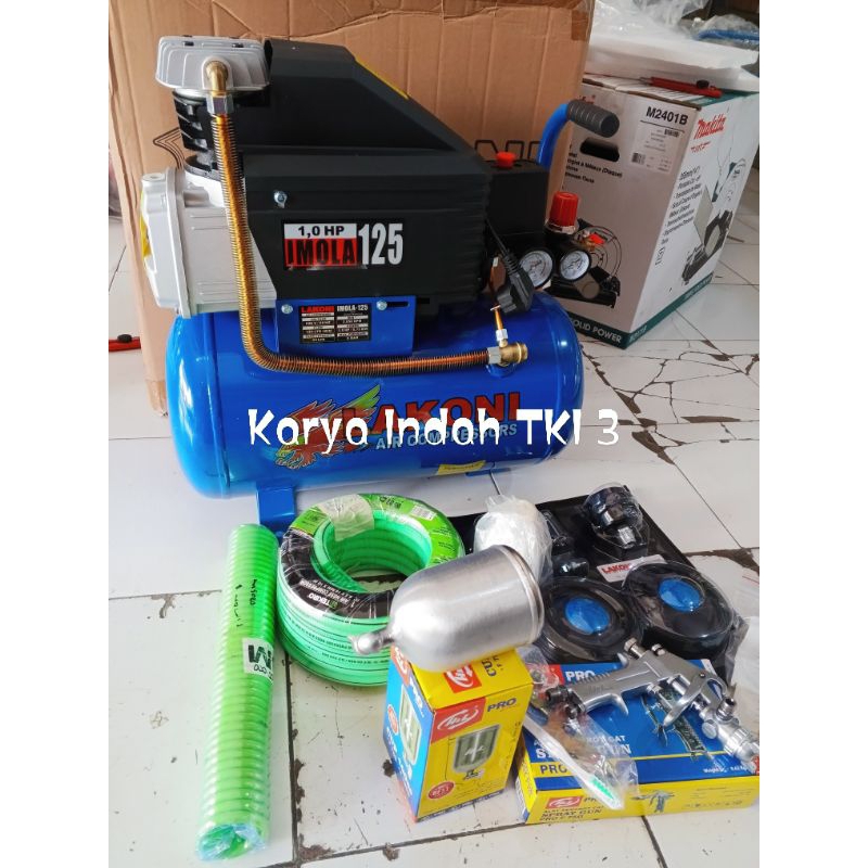 Mesin Kompresor 1HP PK Imola 125 Kompressor Lakoni Pompa Angin Pakai Oli Listrik Compressor 25Liter 