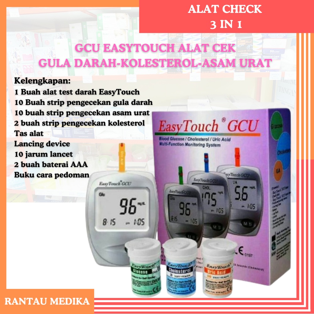 Easytouch Alat Tes Gula Darah, Kolesterol, Asam Urat 3 in 1 Multicheck Easy Touch GCU