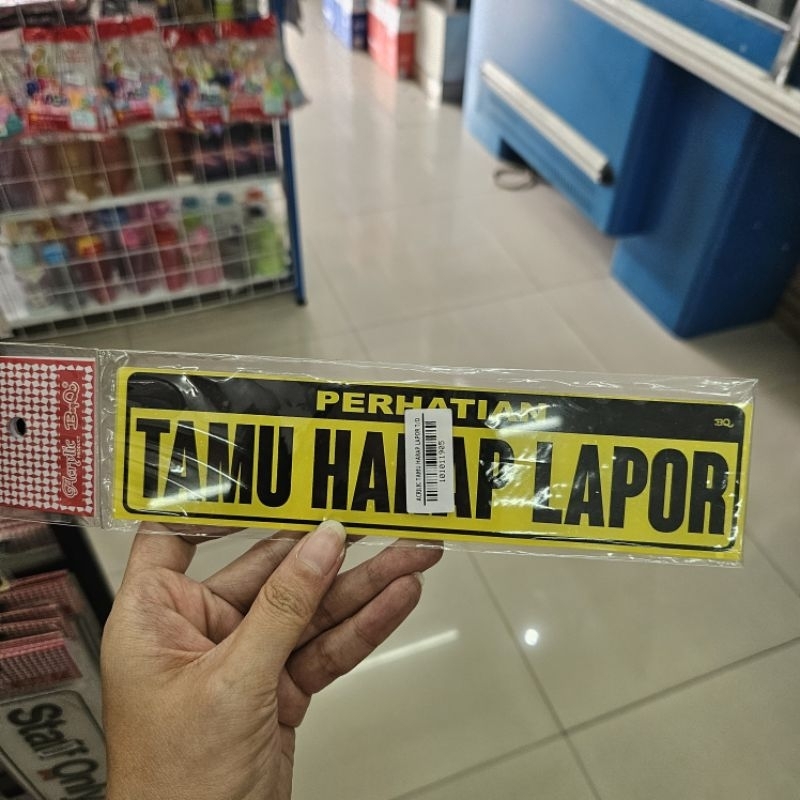 

papan acrylic sign board akrilik logo tamu harap lapor