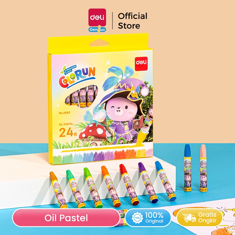 

Deli Oil Pastel 12/18/24/36 Warna Hexagonal Warna Cerah Halus Tidak Berbau 696X