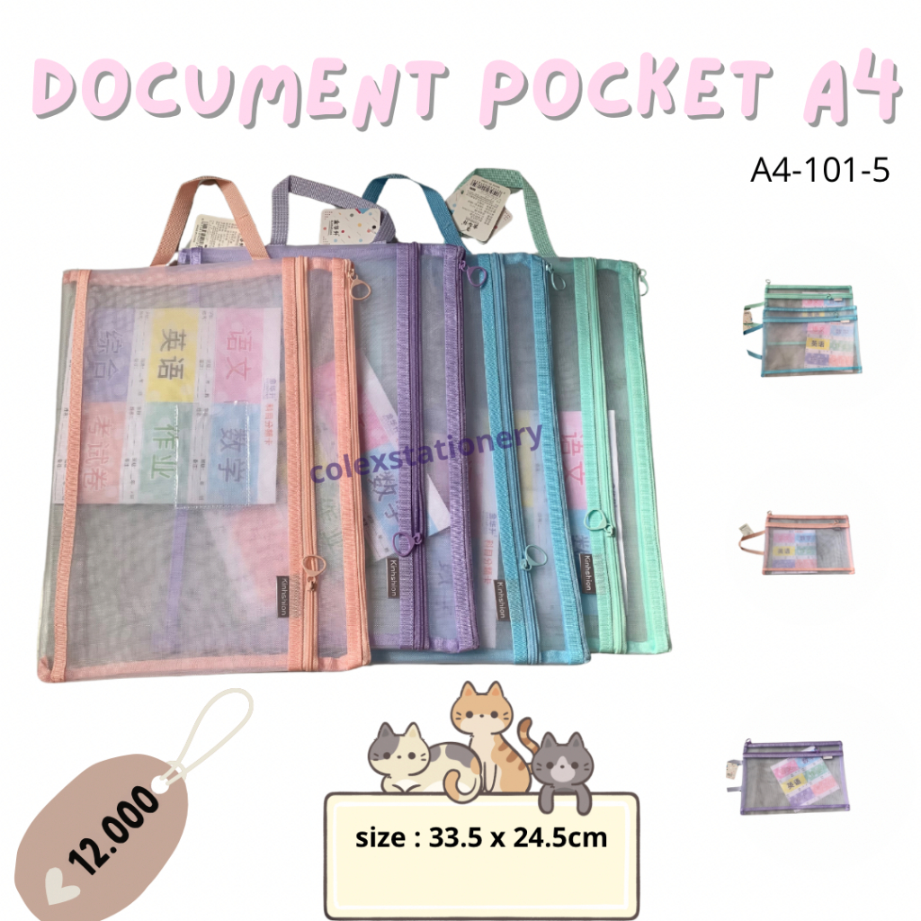 Map Pelajaran / Map Document Pocket Gagang Ukuran A4 4 Warna Murah / Document Pocket Murah Lucu Aest
