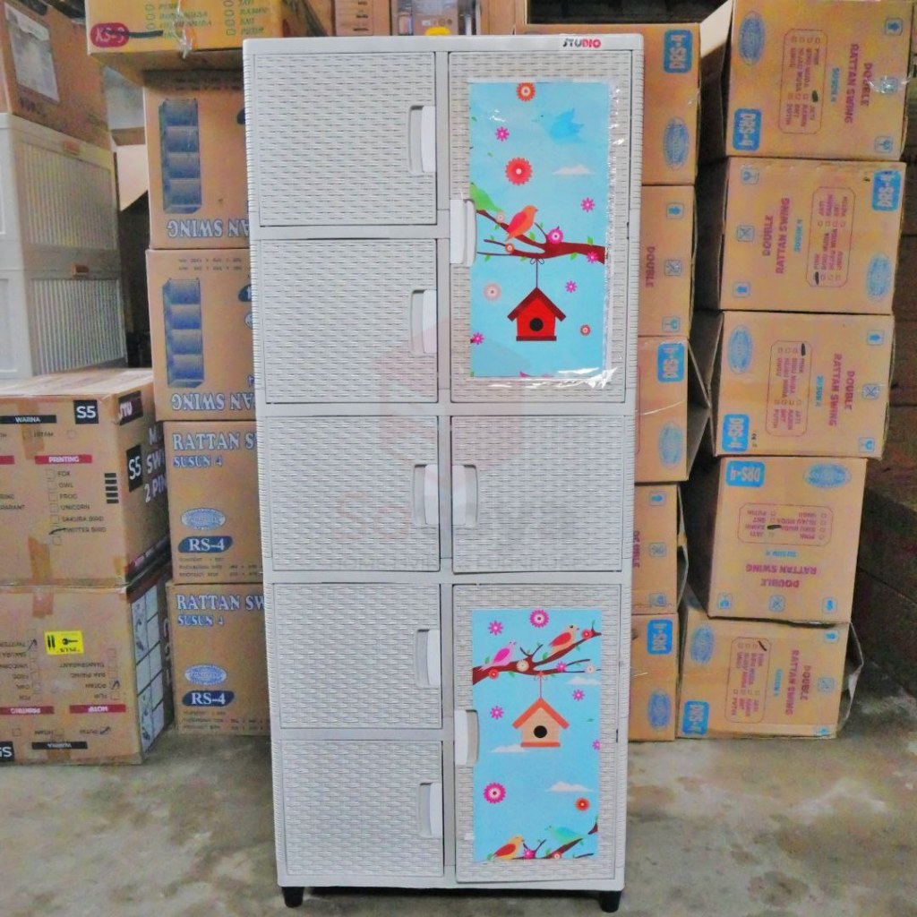 Lemari plastik putih jumbo 5 susun double pintu - Lemari pelastik asthetic minimalis Diskon dan COD
