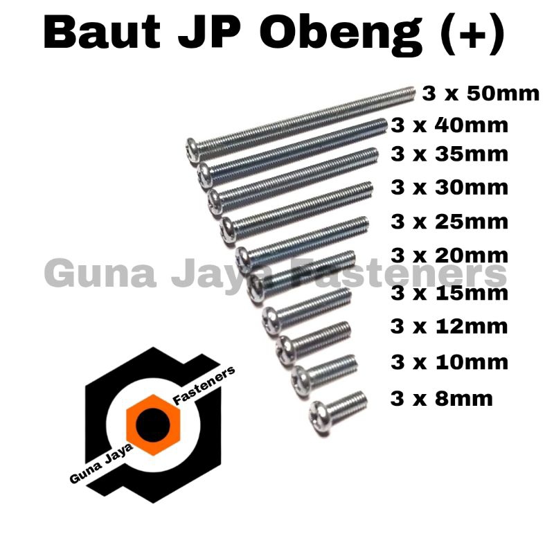 BAUT JP KEPALA BULAT M3X8MM (OBENG +)