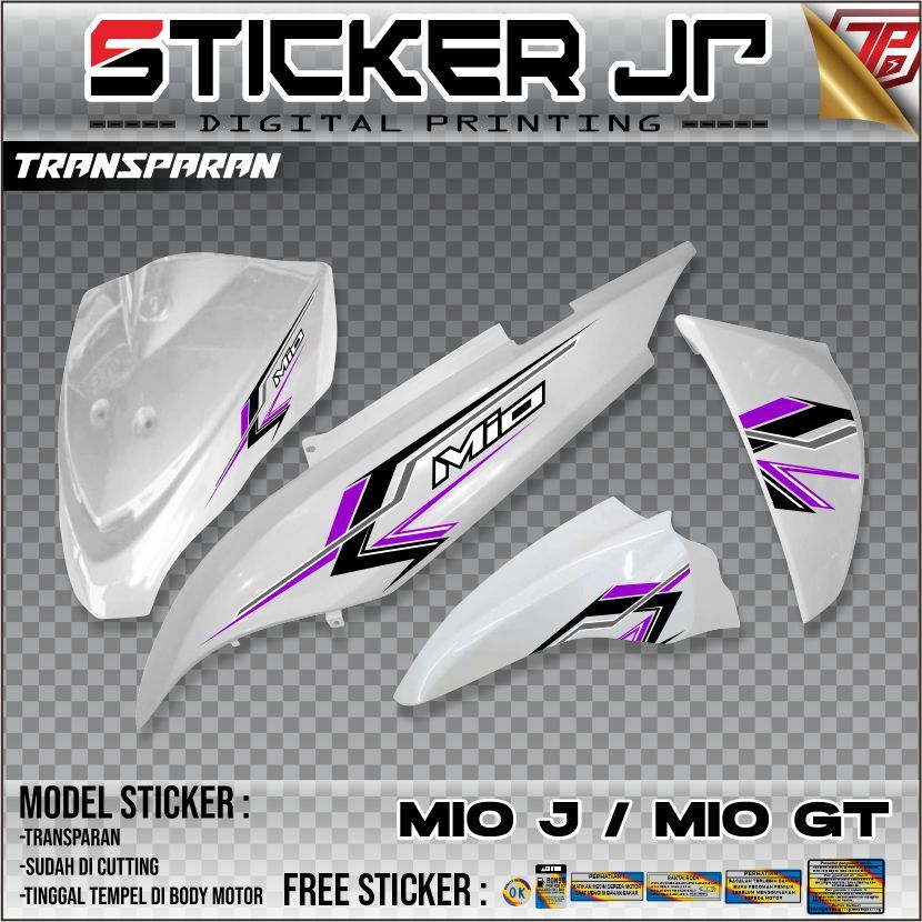 Stiker Striping Mio J Sudah Cutting -  Sticker Motor Yamaha Mio J Variasi Transparan JP10