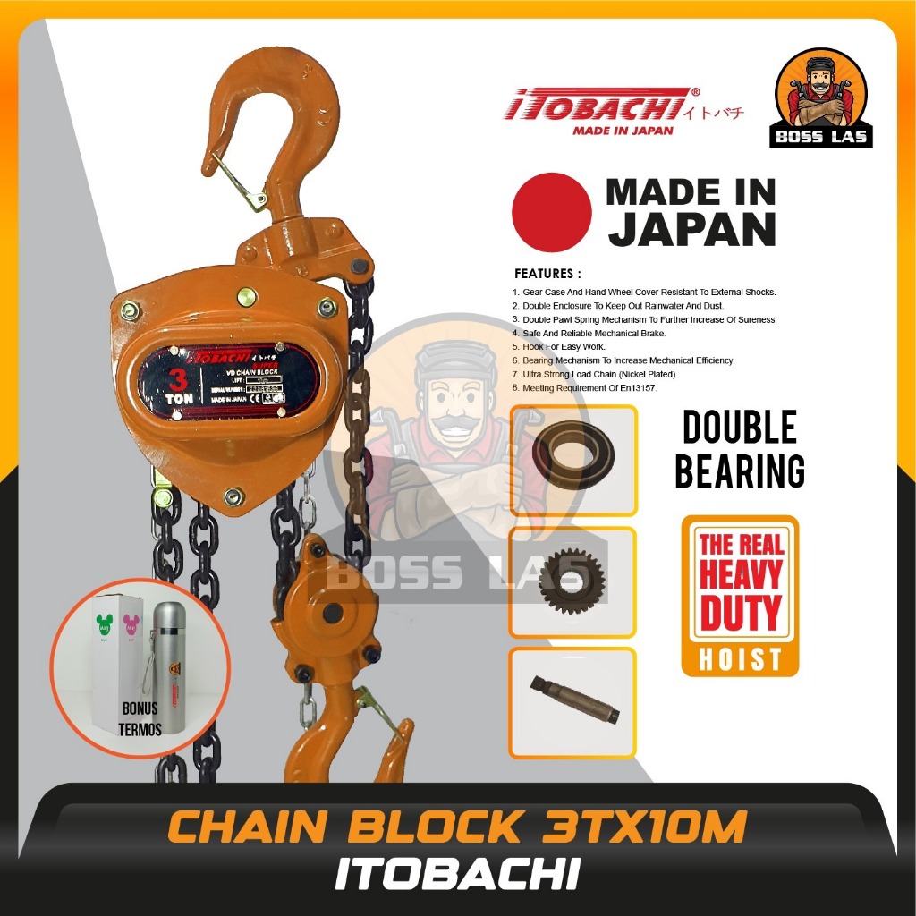 ITOBACHI Chainblock Katrol 3T x 10M / Chain Block Takel 3 Ton x 10 Meter
