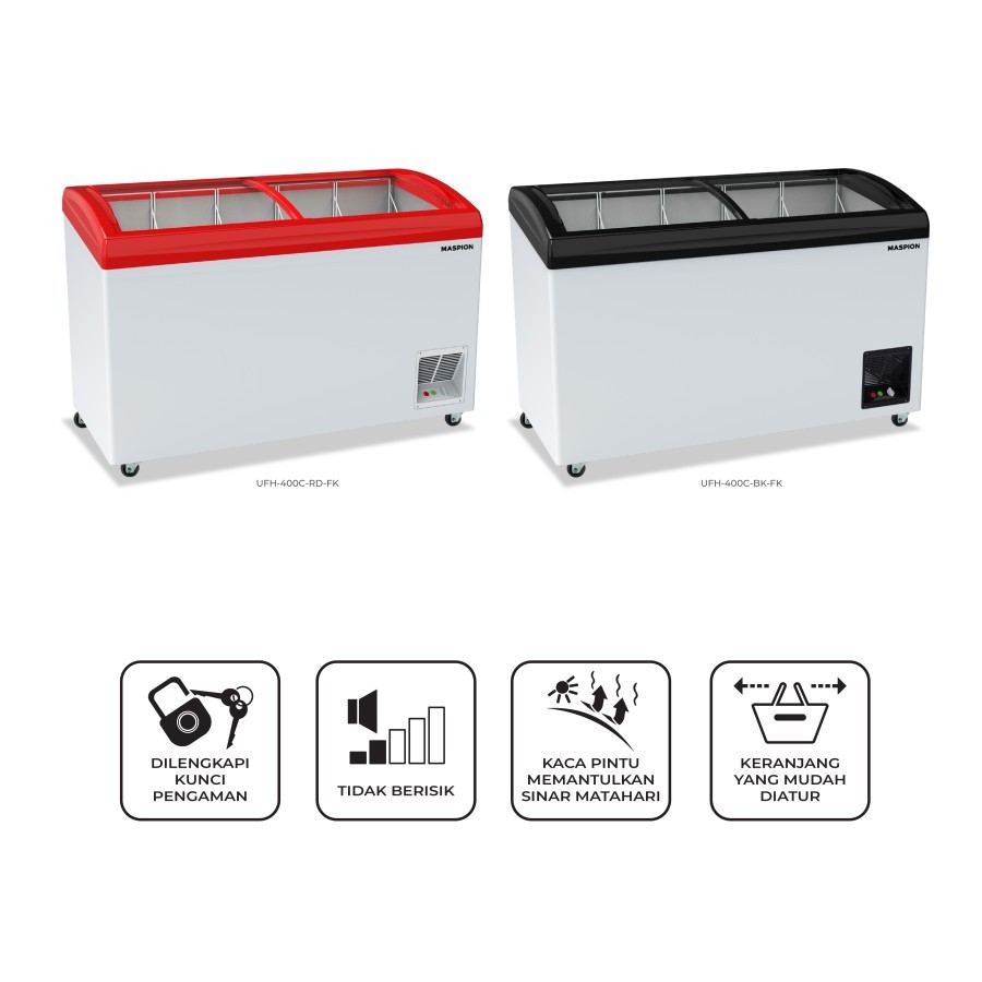 Uchida/Maspion Sliding Glass Chest Freezer 400 Liter UFH-400C