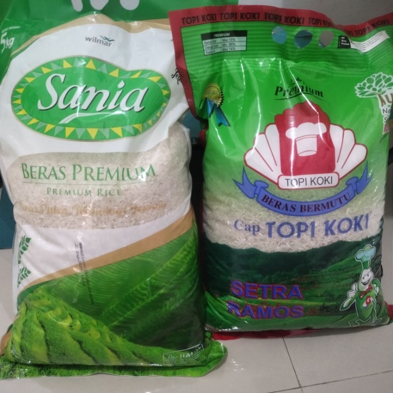 

Beras Premium 5kg Sania / Topi Koki