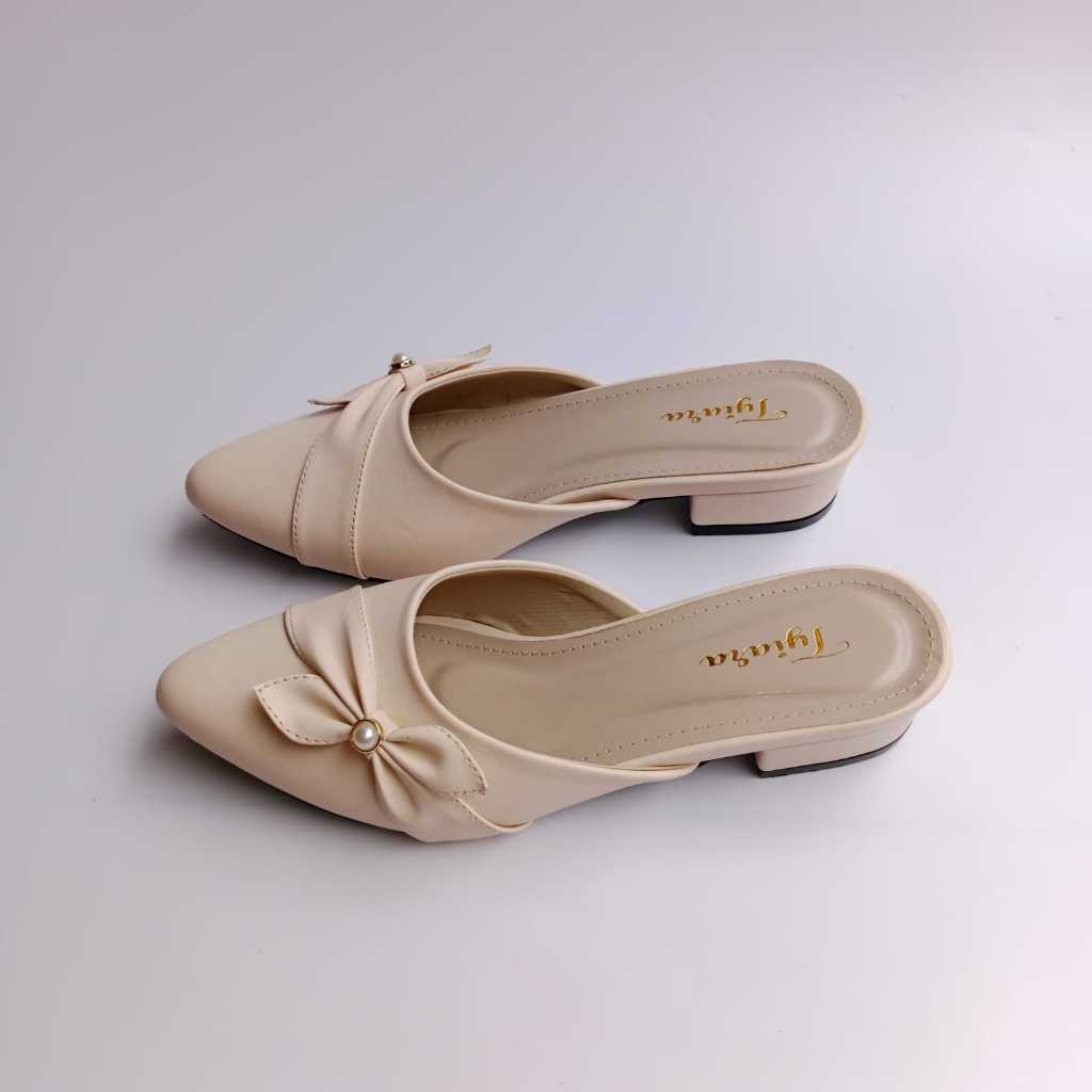 Sandal Heels Mules Wanita Tinggi Hak 3cm