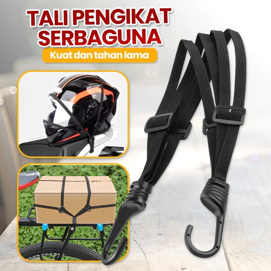 Tali Pengikat Barang Di Motor Kuat dan Elastis / Tali Pengikat Helm Motor 2 Hook 60CM - Pengikat Hel