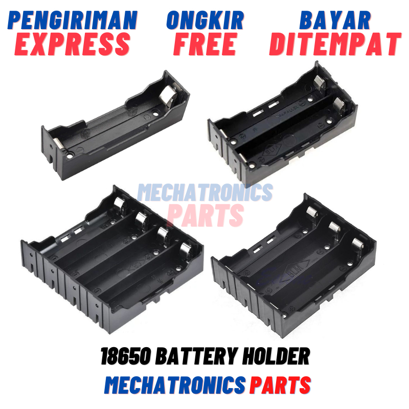 18650 Battery Holder PCB Baterai Case Batere Box Kotak Batre