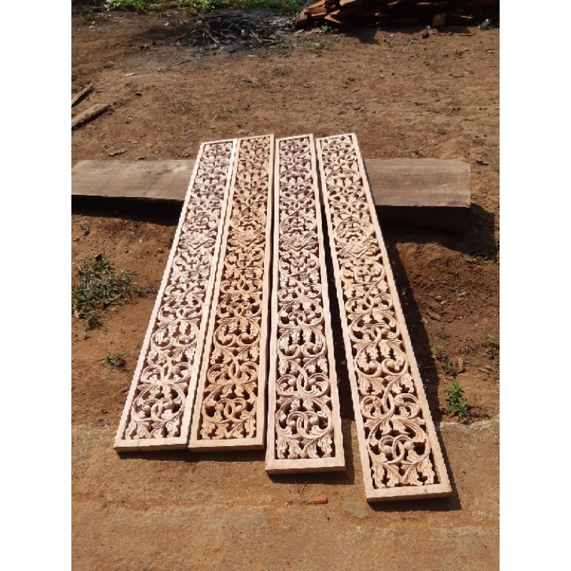 20x120cm Ornamen ukir roster ukiran kayu loster kusen pintu jendela boven lisplang dekorasi rumah or
