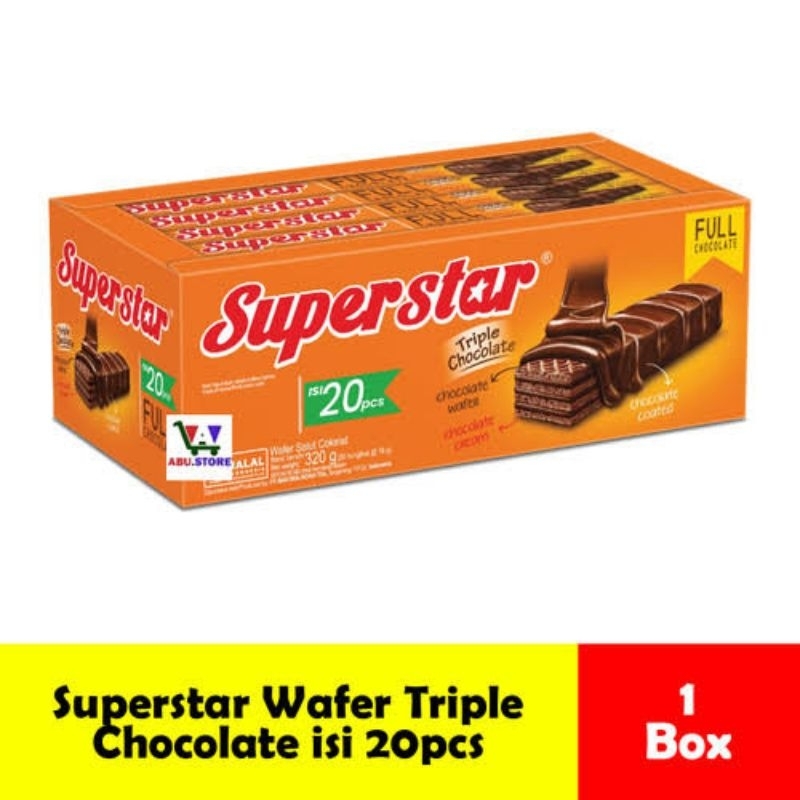 

Superstar Wafer Triple Coklat 1 box isi 20 pcs