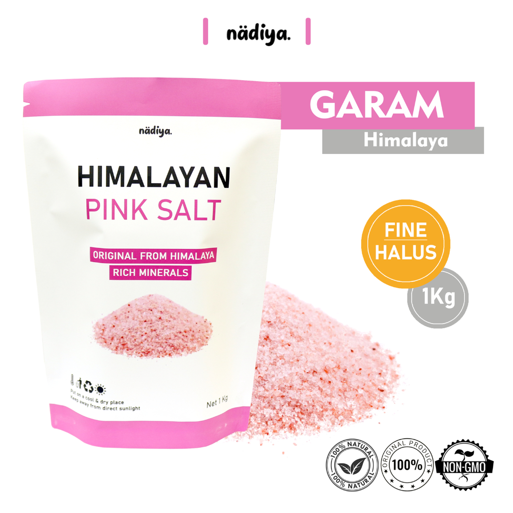 

Nadiya GARAM HIMALAYA 1Kg Premium Pink Salt Fine Himalayan Himsalt Asli Untuk MPASI Diet Original