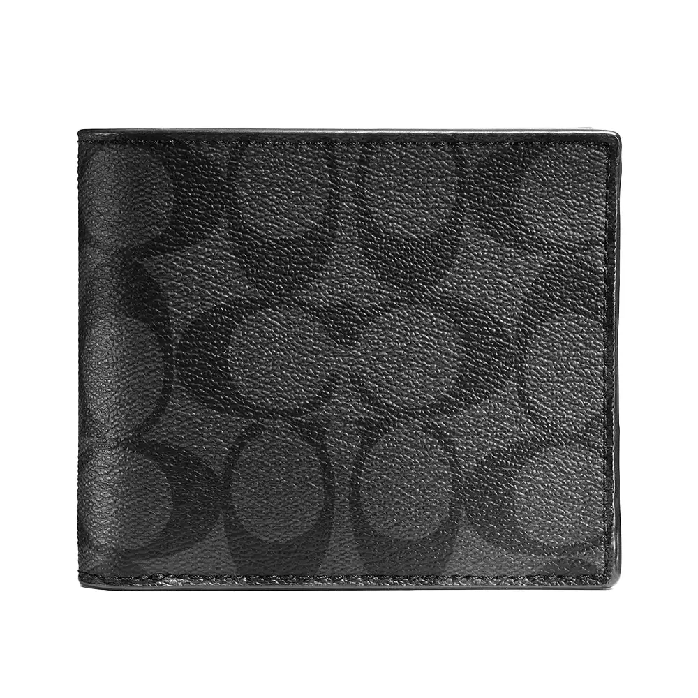 Dompet Branded Pria COACH Compact ID Wallet Signature Coated Canvas Original