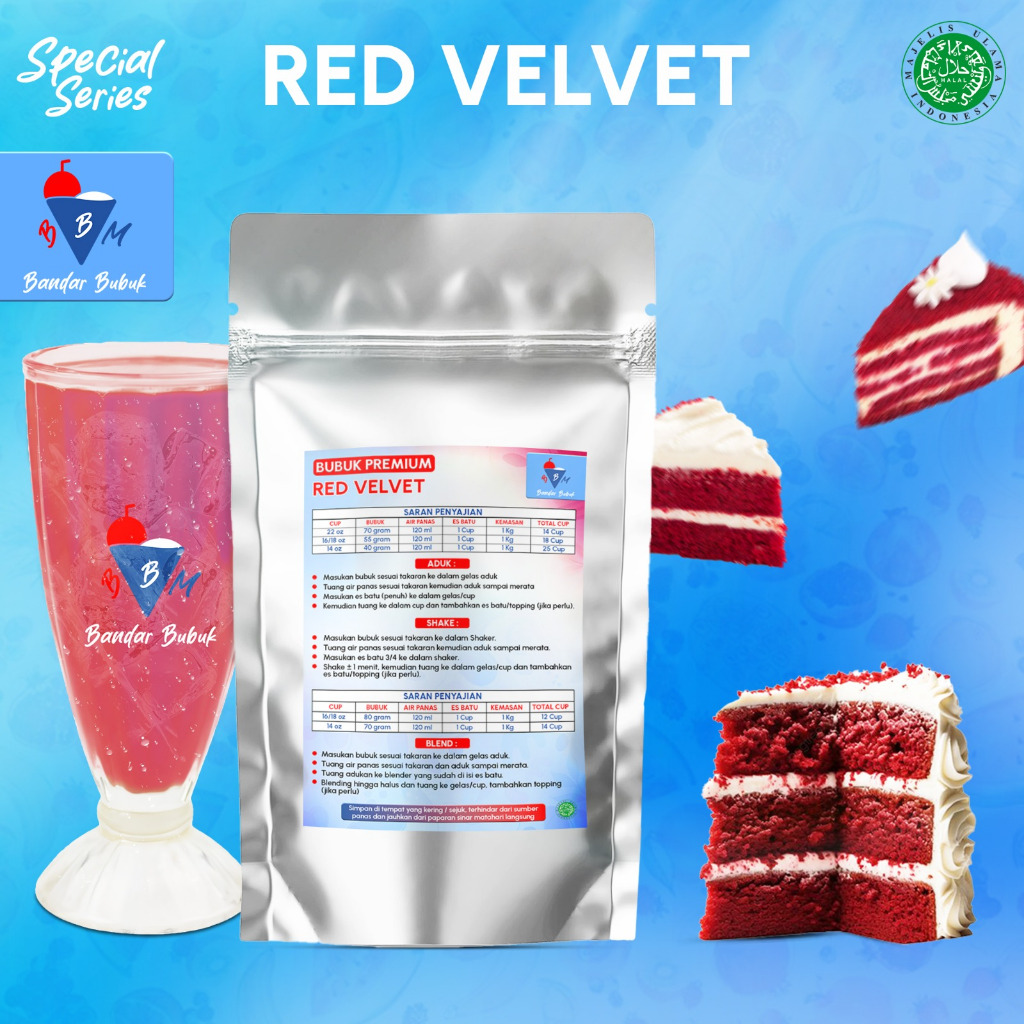 

RED VELVET SPECIAL BUBUK MINUMAN 1KG PREMIUM READY BANYAK VARIAN RASA