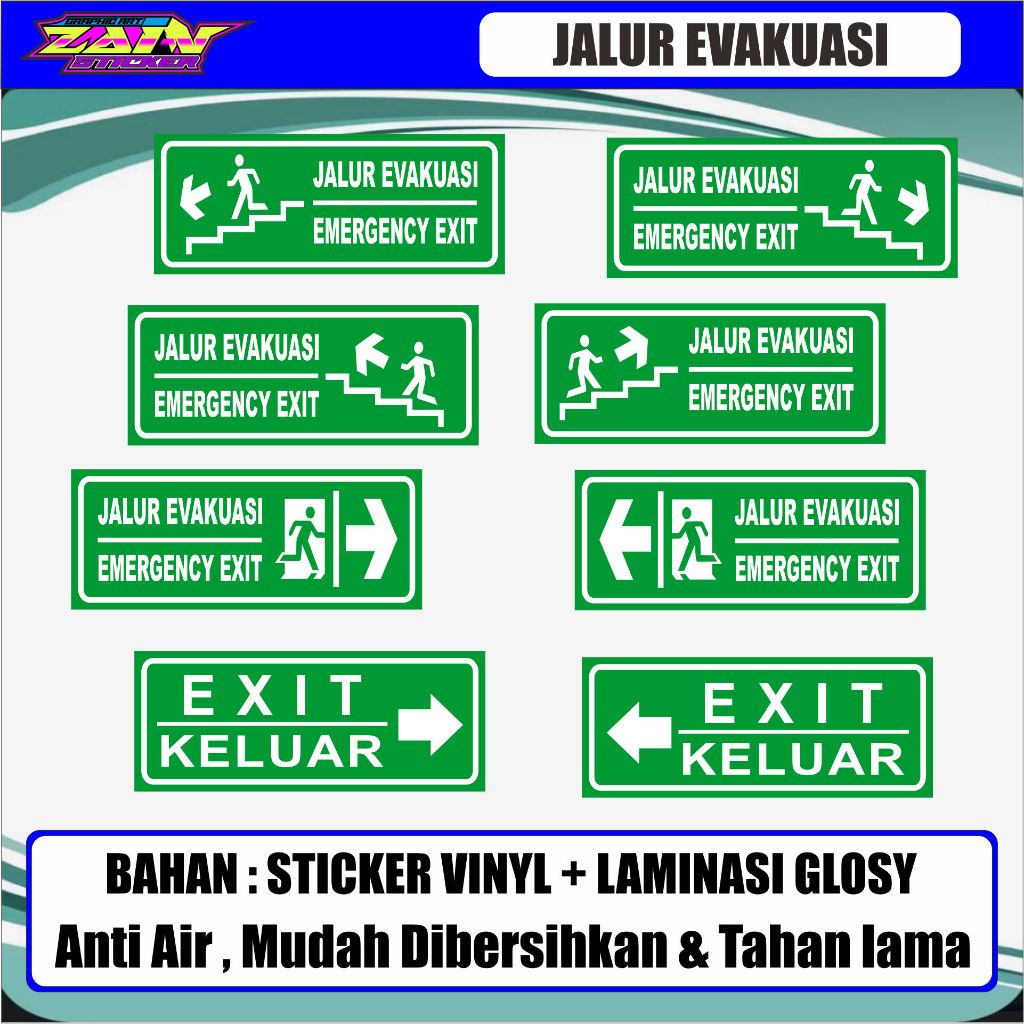 

Stiker VINYL JALUR EVAKUASI LAMINASI GLOSSY