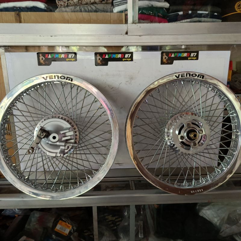 Velg Pelek Venom jari ruji dobel set depan belakang Poles PNP Honda Astrea Grand, Prima