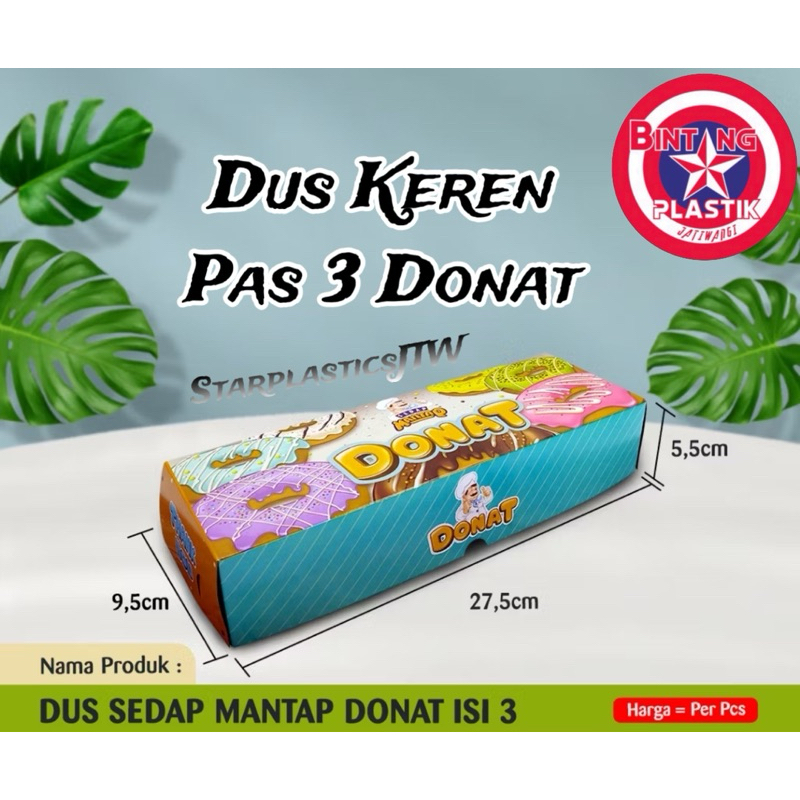 

BEST QUALITY!! Dus Box DONAT Hansel Isi 3 Food Grade Ecofriendly / Sedap Mantap Kotak Kardus Box Donut Bomboloni 27×9,5x5,5 cm