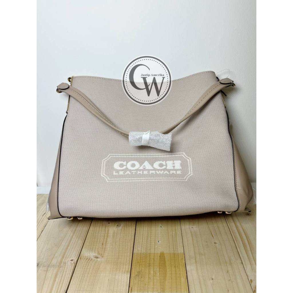 Coach Badge Black Grey Jacquard Dalton 31 Shoulder Bag