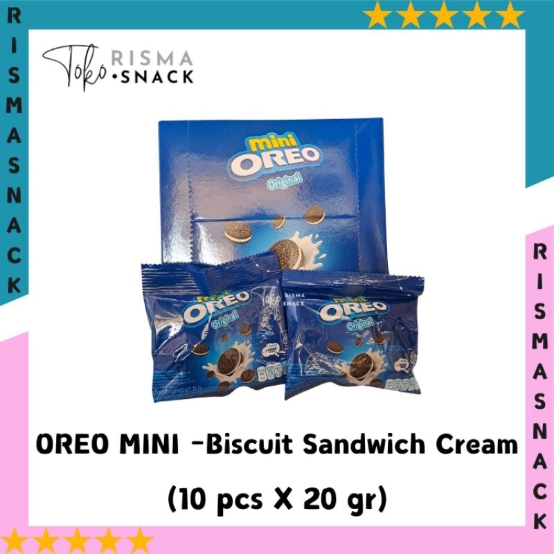 

Oreo Mini Biscuit Sandwich Cream Original Cokelat kemasan (10pcs x 20gr)