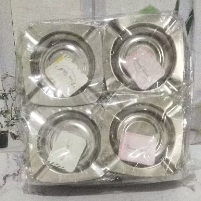 100pcs~Asbak stainless kemasan plastik// Souvenir pernikahan murah