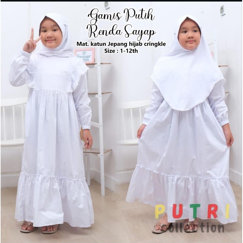 abaya putih anak merk putri