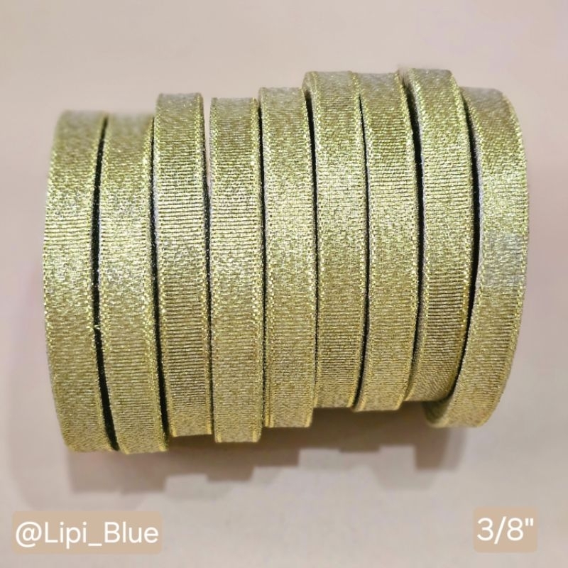 

Pita Gold 3/8" | bahan aksesoris hiasan hampers gift seserahan kado parcel