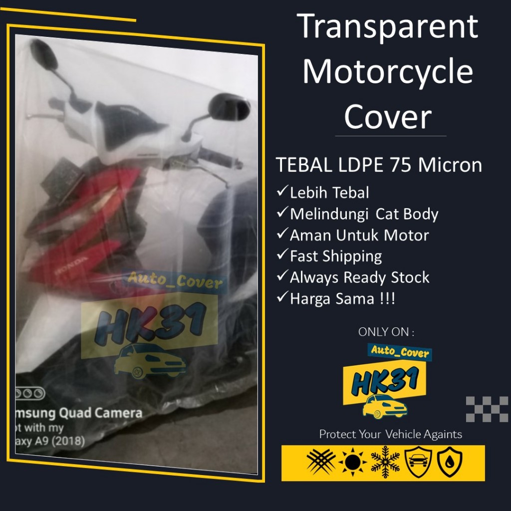 Diskont Sarung Motor Transparan - Cover Motor Transparan Premium Tebal