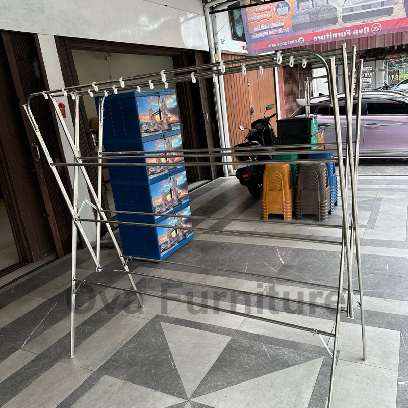 Jemuran Stainless Besar untuk Baju dan Handuk – Lipat, Tahan Lama, Portable