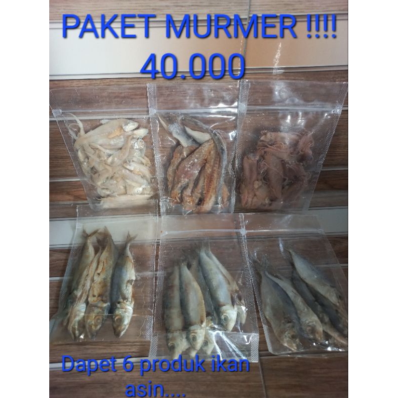 

paket murmer 40.000an dapet 6 produk ikan asin uk 100gr