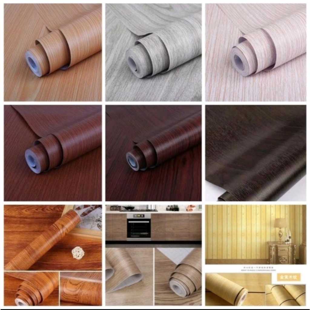 Stiker Kayu PVC Pelapis Furniture Meja Lemari WALLSTIKER MEJA LEMARI SERAT KAYU STICKER KAYU MOTIF