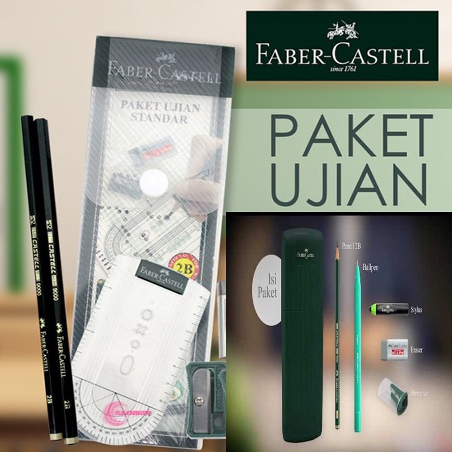 

Hot Quality 1 Set Paket Ujian Standar Faber Castell Pensil 2B Rautan Penghapus Penggaris Kertas LJK