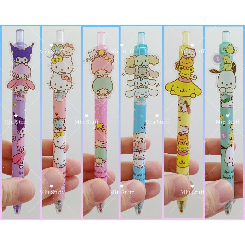 

(isi 6) Pen Pena Pulpen Bolpoin Cetek Sanrio Hello Kitty Kuromi Melody Pochacco Cinnamoroll Little Twin Star LTS Pompompurin