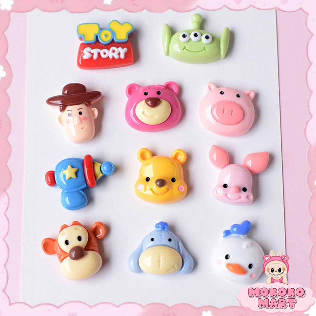 

MM 1 Pcs Resin Clay 3D Lucu Karakter Toy Story Untuk DIY Dompet /Gantungan Kunci Stiker 3D Aksesoris
