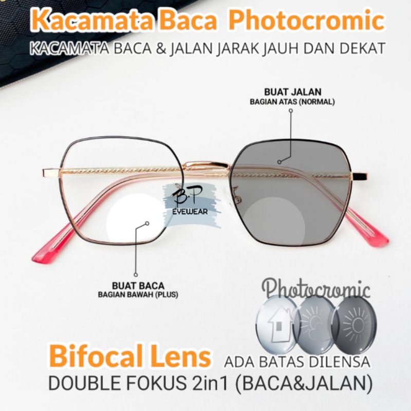 Kacamata Baca Dan Jalan 72651 Photocromic | Kacamata Double Fokus Baca Dan Jalan Photocromic Pri/Wan