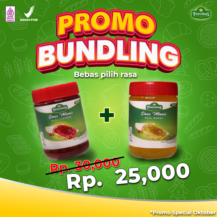 

TEKOMAS - PROMO BUNDLING 2 Selai Jelly 400 gram Rasa Stroberi Nanas Isian dan topping roti Bahan Kue