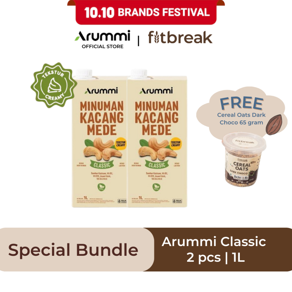 

Buy 2pcs Arummi Cashew Milk Original FREE Cereal Oats Dark Choco 65 gram (tidak berlaku kelipatan)