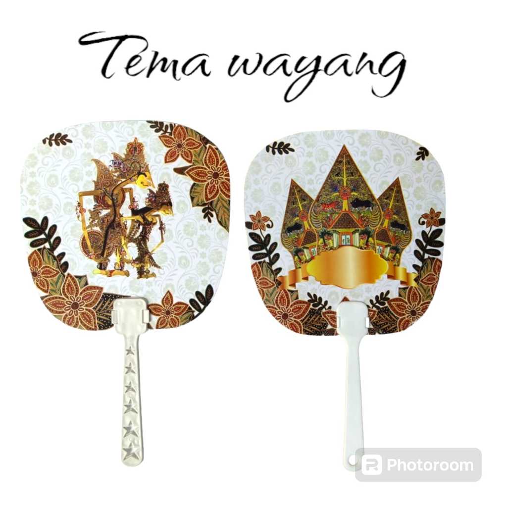 Souvenir kipas gagang wayang  isi 100  souvenir pernikahan TANPA SABLON NAMA