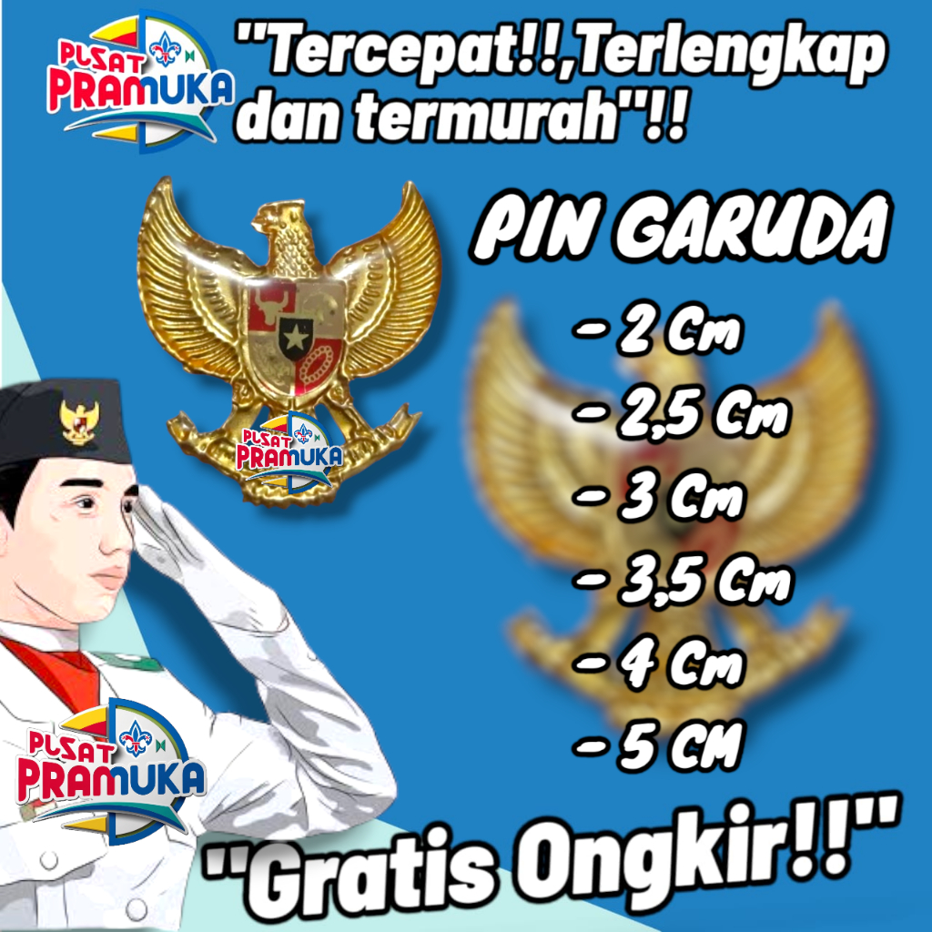 Pin bros garuda kuningan emas resin paskibra