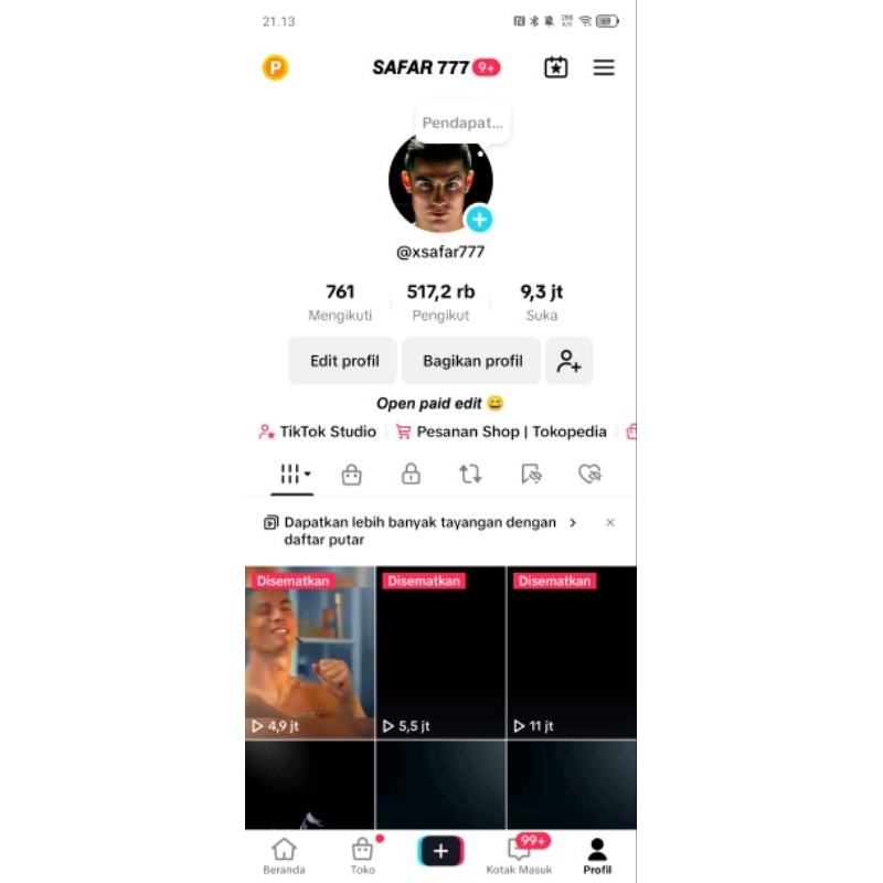 Ready Akun Tiktok 500K followers