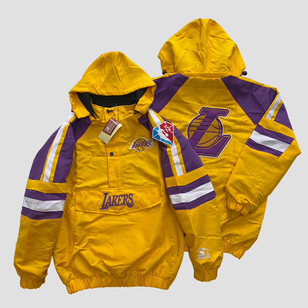 Lakers Cagoule Anorak Jacket - High-Quality Full Embroidered Windbreaker, Casual Vintage Appeal
