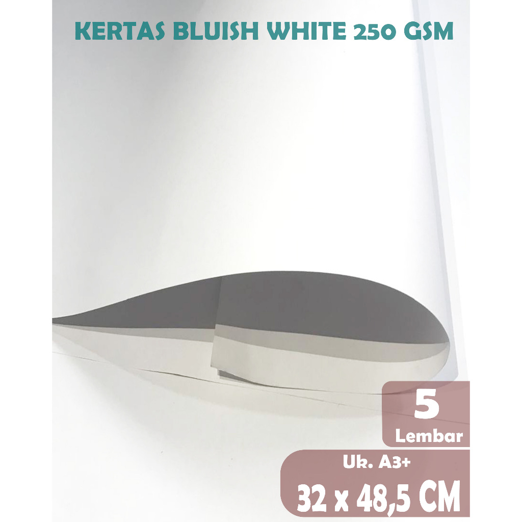 

KERTAS BW 250 - KERTAS BLUISH WHITE PUTIH UKURAN PLANO A3+ ( 32 X 48,5 CM ) , 5 Lembar