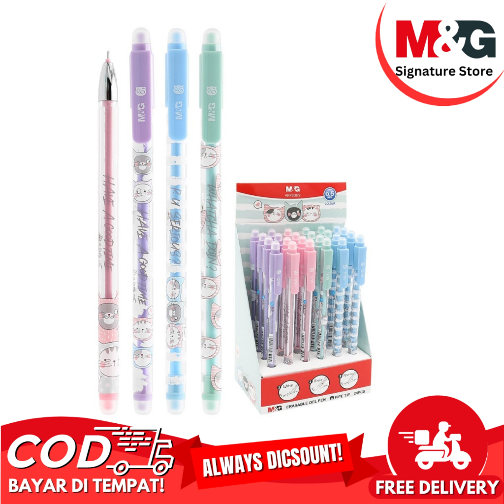 

Erasable Gel Pen Transparent M&G Pulpen Gel Bisa Dihapus So Many Cats #AKP65872 Tip 0.5 mm