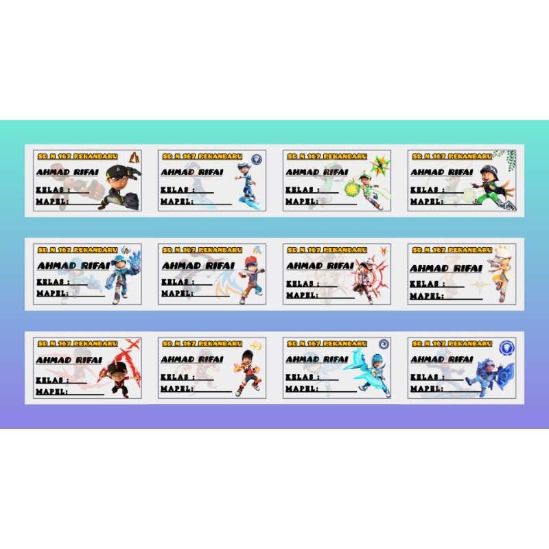 

STIKER LABEL BUKU PELAJARAN CUSTOM BOBOIBOY