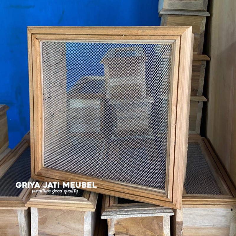 loster kayu jati ukuran 30x30 + kasa almunium