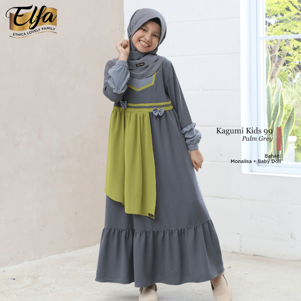 ETHICA | DRESS GAMIS ANAK KAGUMI KIDS 99 PALM GREY D40P
