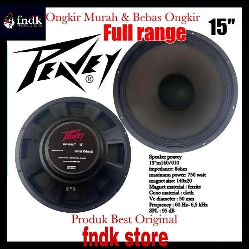 Speaker Peavey 15inch Prorider 750 watt Karakter midlow Full rangge